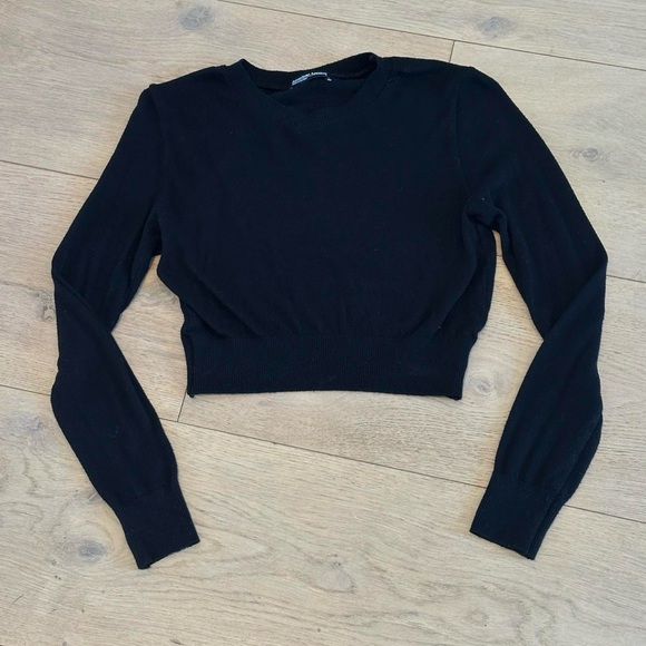 American Apparel Black Fitted Crop Hoodie - Picture 1 of 3